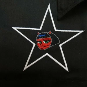 NEW DICKIES Embroidered DEVIL GIRL ROCKABILLY MECHANIC RACING WORK SHIRT Mens XL - Picture 1 of 4