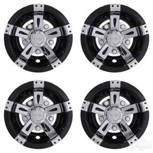 Yamaha Ezgo Club Car Golf Cart Hub Cap Wheel Cover Chrome/Black Vegas 8" Set 4 - Bild 1 von 1