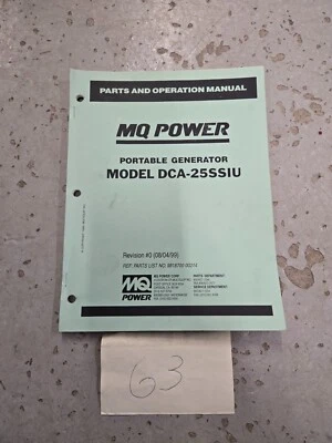 MQ Power DCA-100SSJU Portable Generator Parts Manual Revision - Image 1 of 2