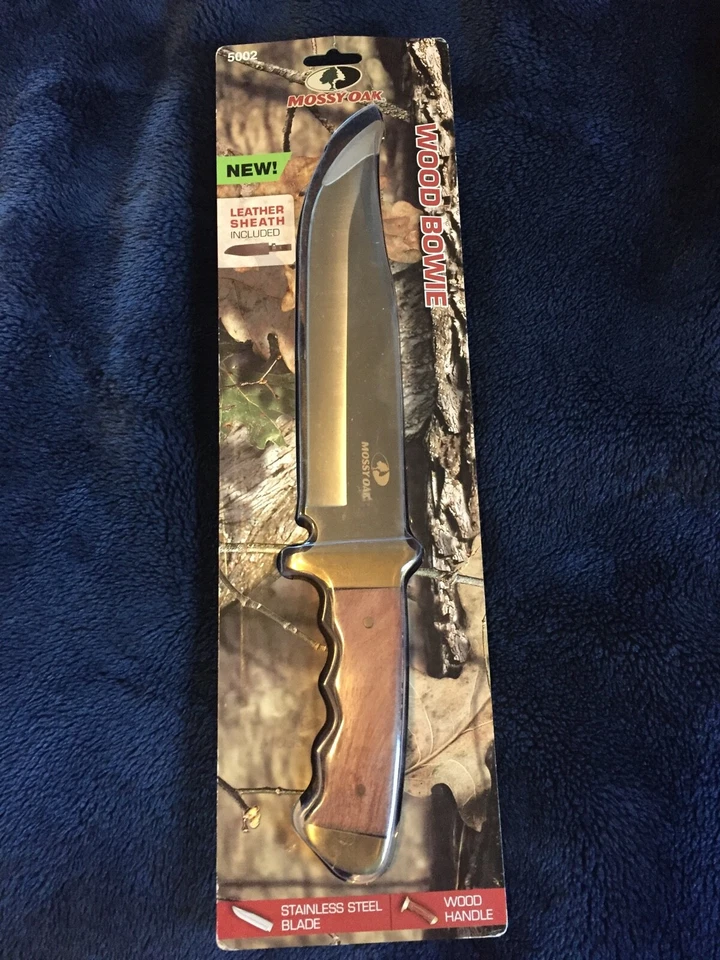 Mossy Oak 5002 Stainless Steel Blade Bowie Knife With Leather Sheath A56