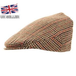 MENS FLAT CAP TWEED COUNTRY RACING FARMER CAPS UK SELLER - Picture 1 of 1