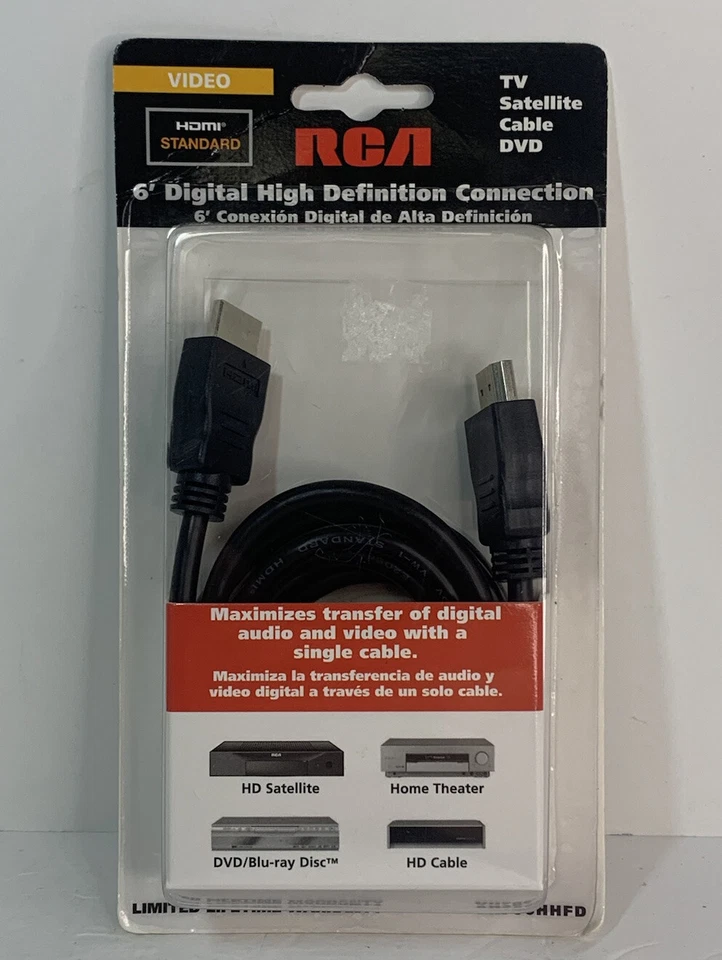 New RCA HDMI 6 Foot Cable VH706HHDR For Computers, Laptops, TV's & DVD - Image 1 of 2