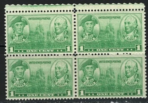 #790  1937 one-cent Navy Heroes block of 4 MNH - Picture 1 of 1