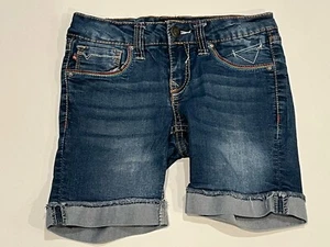 Girls Vigoss Blue Jeans Hemmed Jean Shorts With Embroidered Elephants - Size 7 - Picture 1 of 3