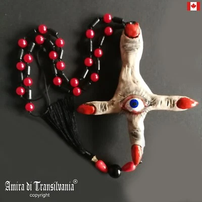 Collar Cruz Invertida Anticristo Colgante Diablo Lucifer Sello Ojo Satánico Dedo Foto 1 de 4