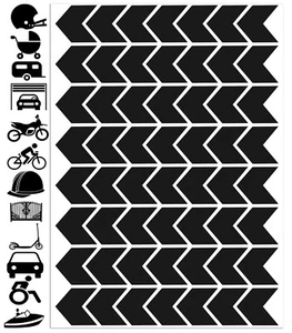 56pcs Kit Warning Set Reflective Tape Stickers Moto Rim Helmet Bicycle Car Black - Imagen 1 de 8