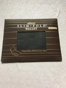 Vintage @1984 Amity Slim Fold Black Leather Wallet Ultra Billfold For Men - NEW! - Picture 1 of 4