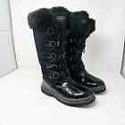 Khombu Quechee Stingray Black Suede Leather Faux Fur Lace Up Boots Women's 8M