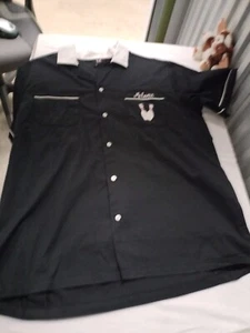 Hilton Bowling Retro Bowling Shirt L Black White Button Up - Picture 1 of 12