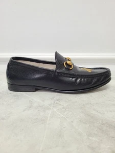 Gucci Black Bee Embroidery Horsebit Leather Loafers 6 78338010 - Picture 1 of 6