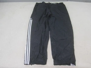 Adidas Pants Mens XL Black White Three Stripe Nylon Track Athletic Zip Pockets - Picture 1 of 15