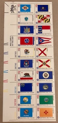 Sc #1633- 52 Bicentennial State Flags - 1st 20 States, 1976 13¢, MNH, OG, VF/XF - Image 1 of 2