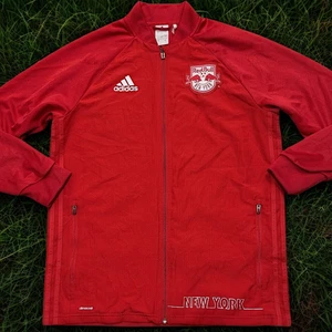 New York Red Bulls Soccer Adidas Climacool MLS Red Jacket Mens Sz. L 2016 NWOT - Picture 1 of 11