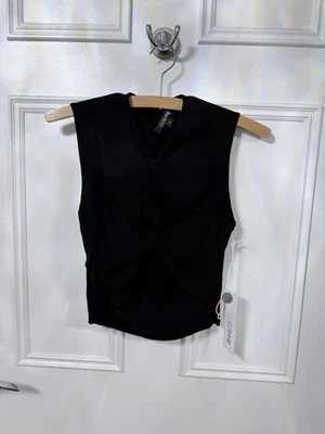 black ribbed top by the brand Cushnie, size medium new with tags - Image 1 of 4