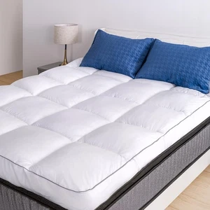 Colchón Topper Full Cooling Felpa Almohada Top Colchón Almohadilla Pluma Cama Topper, - Imagen 1 de 8