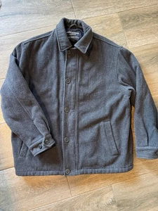 Abercrombie Fitch Wool Jacket Mens Medium Gray Full Zip Quilted Lined Coat - Picture 1 of 11
