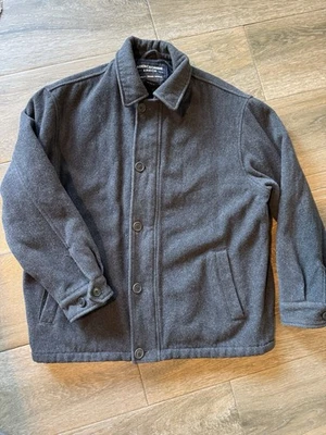 Abercrombie Fitch Wool Jacket Mens Medium Gray Full Zip Quilted Lined Coat - Image 1 of 4