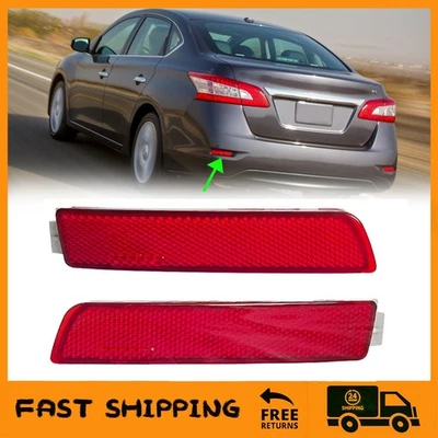 Luz reflectora de parachoques trasero izquierda+derecha lente roja para Nissan Sentra 2013-2018 Foto 1 de 4