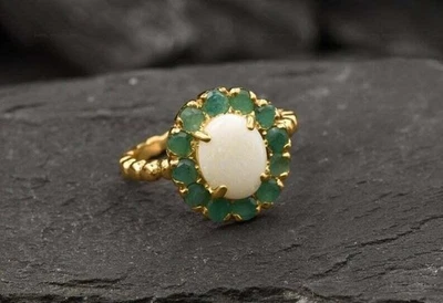 Anello anniversario impilabile in argento sterling 925 opale di fuoco... - Immagine 1 di 4