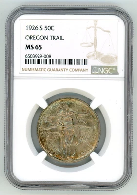 1926 S Oregon Trail Silver Commemorative Half Dollar NGC MS65 - Image 1 of 2
