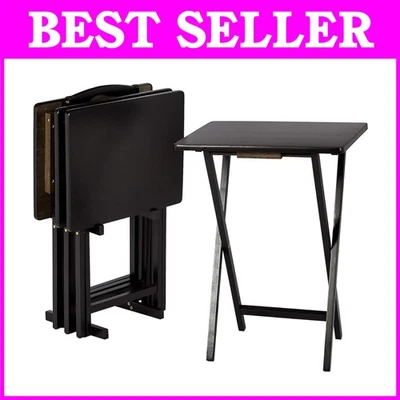 Juego de Mesa Bandeja TV Portátil Plegable, Negro, Paquete de 4 Foto 1 de 4
