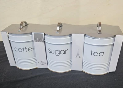 Elle Decor 3 шт. набор металлических жестяных канистр кофе, сахар, чай. - Изображение 1 из 3