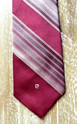 Vintage 60s 70s Pierre Cardin Striped Necktie Repp Tie Polyester Silk Blend - Image 1 of 4