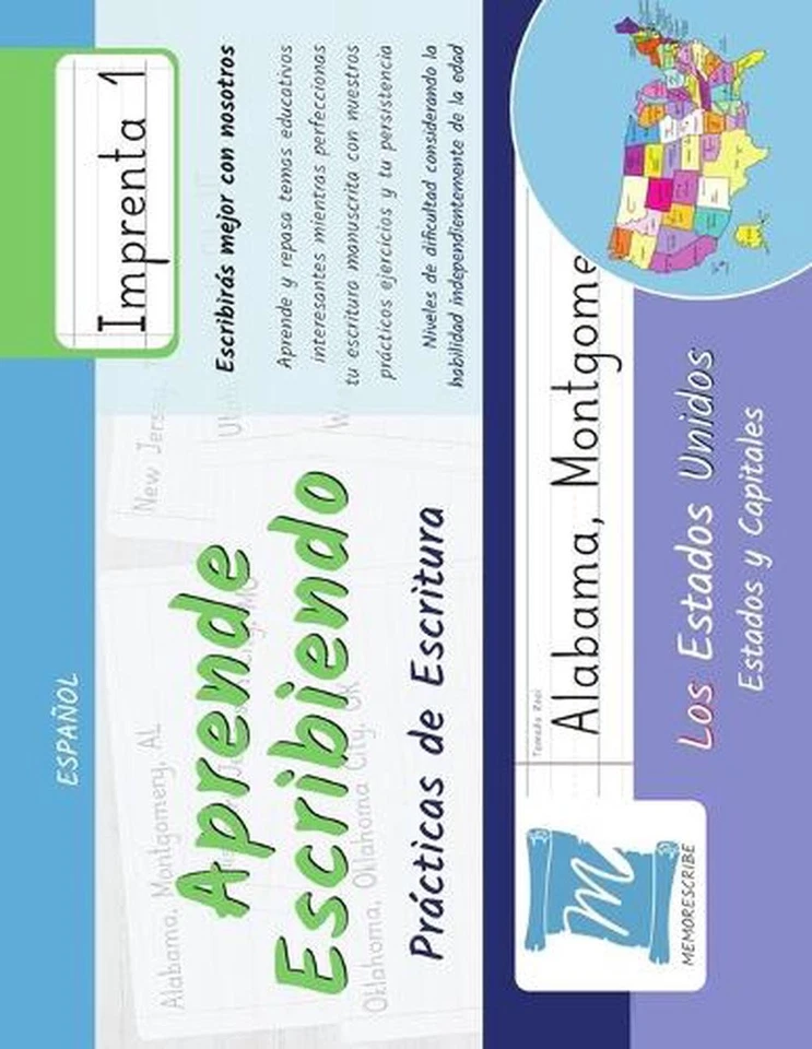 Prcticas de Escritura - Estados y Capitales de los Estados Unidos - Letra Impren - Image 1 of 1