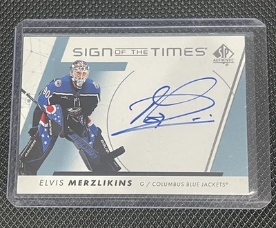 Elvis Merzlikins - 2022-23 SP Authentic Sign of the Times Auto - Blue Jackets - Image 1 of 2