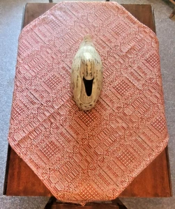 Colonial Abigail Weave Pumpkin Cream Coverlet Table Square Woven Tablecloth 34" - Picture 1 of 6