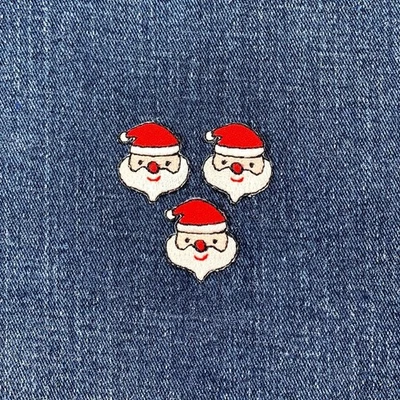 3-Pack Santa Claus Face Applique Patch - Embroidered Holiday Badge (Iron On) - Image 1 of 2