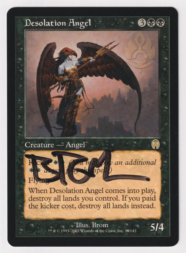 Signed Desolation Angel HP Apocalypse Artist Brom 2001 WOTC MTG Magic Black Rare - Image 1 of 2