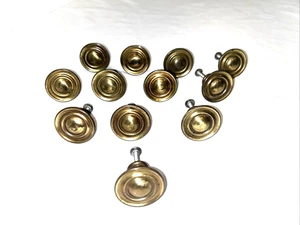 12 Brass Vintage Hardware Cabinet Knob Brass Drawer Pulls Round - Picture 1 of 10
