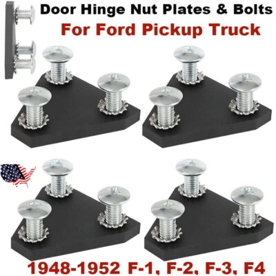 Door Hinge Nut & Plates Kit For 1948 -1952 Ford F-1, F-2, F-3, F4 Pickup Truck Foto 1 de 4