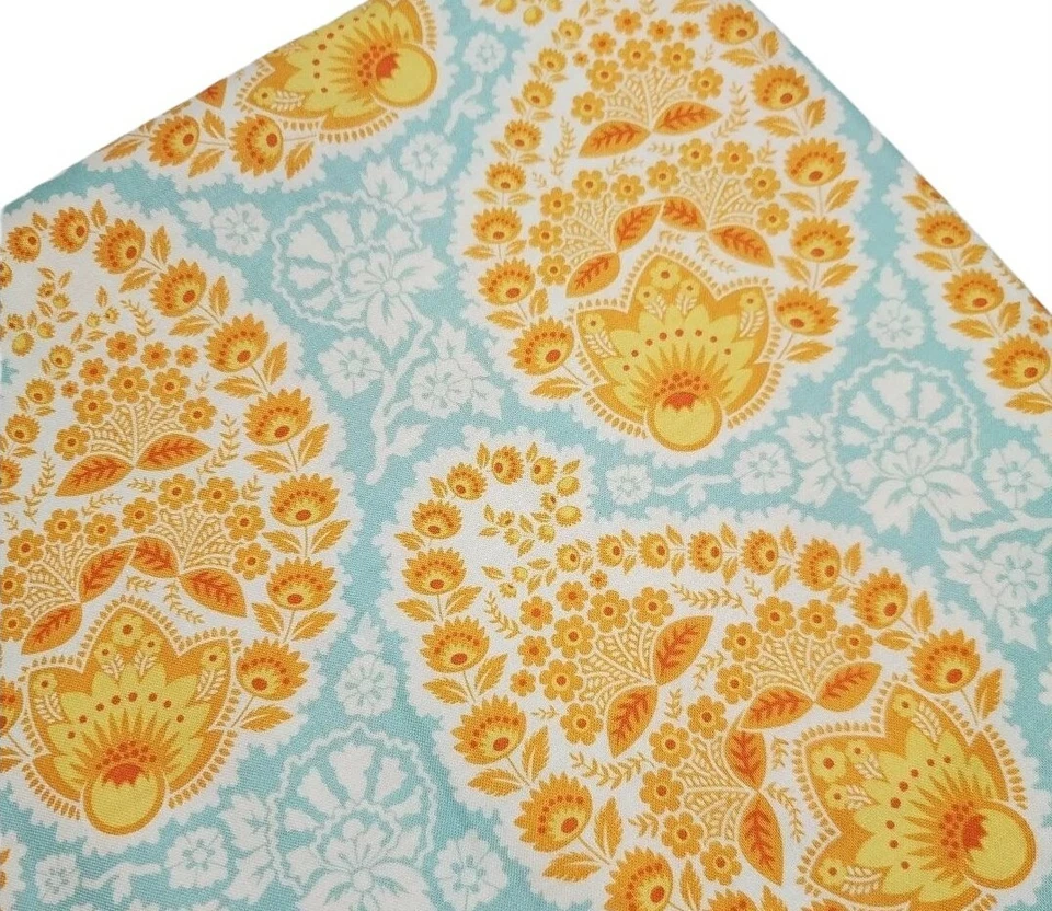 Tecido Joel Dewberry Laranja Floral Paisley Algodão Costura Colcha Artesanal UM JARDA NOVO - Imagem 1 de 1