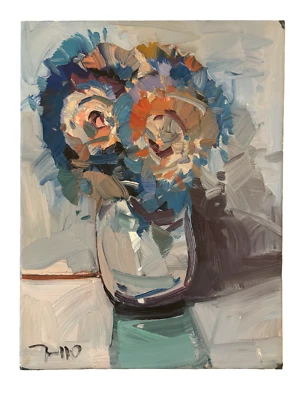 José Trujillio Día Flor Impresionismo Original Pintura al Óleo 12 X 16 Flores Foto 1 de 4