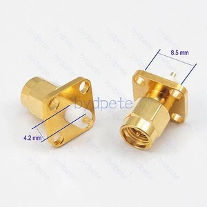 SMA male plug 4 hole Panel Mount solder for PCB connector 50ohm Coaxial Adapter - Picture 1 of 7