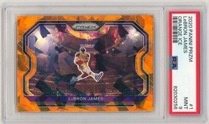 2020-21 Panini Prizm Orange Ice #1 LeBron James Lakers Kobe Tribute PSA 9 MINT