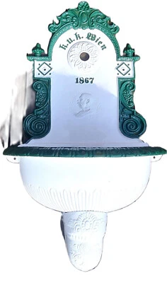 Wandbrunnen Antik-Stil Gartenbrunnen Brunnen Waschbecken Aluminium - Bild 1 von 4