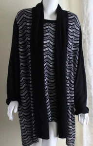 Twinset NEW Misook Sz 2X Exquisite Black White Chevron Jacket Tank Set OUTFIT - Picture 1 of 11
