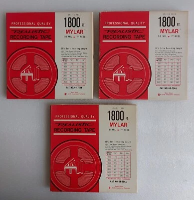 Cintas de grabación REALISTAS, 1800 ft. MYLAR, carrete a carrete. lote de 3.  7" Foto 1 de 4