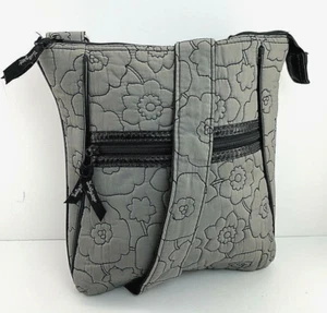 Thirty One Gray Quilted Poppy Floral Crossbody Travel Shoulder Bag - Bild 1 von 9