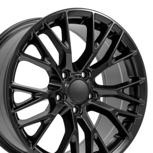 18x8.5 Satin Black 5734 Wheel Fits C5/C6 Corvette Camaro C7 Z06 Style Front Rim - Picture 1 of 5