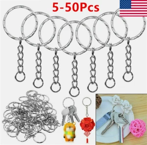 Metal Split Keychain Ring Parts - 10PCS Key Chains with 25Mm Open Jump Ring US - Picture 1 of 13