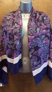 Loft Scarf NWT Navy Blue with Purple Leaves 50"x50" Beautiful - Picture 1 of 5