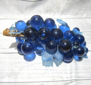 Vintage MCM Lucite Acrylic Cobalt Blue Grape Cluster Large 2" Balls 13" Long - Picture 1 of 6