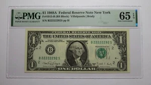 $1 1988 Near Solid Serial Number Federal Reserve Bank Note Bill UNC65 #22222292 - Picture 1 of 3