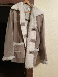 Pioneer Wear Mens 44L Coat Western Sherpa Beige Suede Leather Jacket - Picture 1 of 8