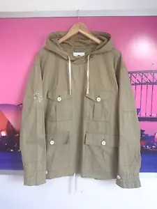 Pretty Green Smock Overhead Jacket | S / M | Khaki 90s Indie Mod Hooded Shirt - Picture 1 of 11