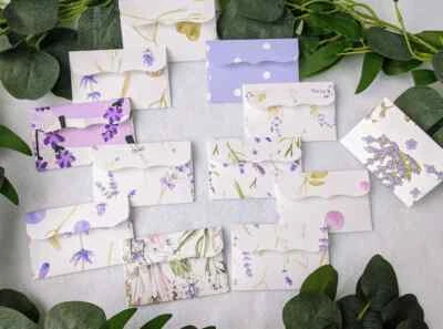 CHEDEE GIFTS Assorted Lavender Mini Envelopes / Mini Cards / Note Cards / Gift Card Envelope